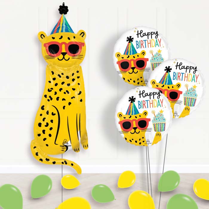 Giant Cheetah Shaped Balloon Bouquet Delivery - Themed Bouquet and Latex | Party Save Smile