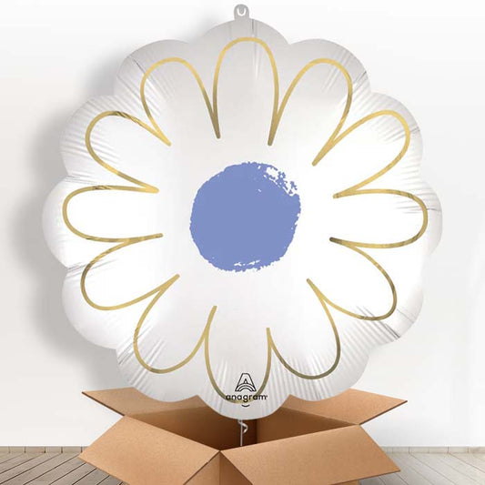 Satin Purple Daisy Helium Balloon in a Box - 1 x Giant Balloon | Party Save Smile