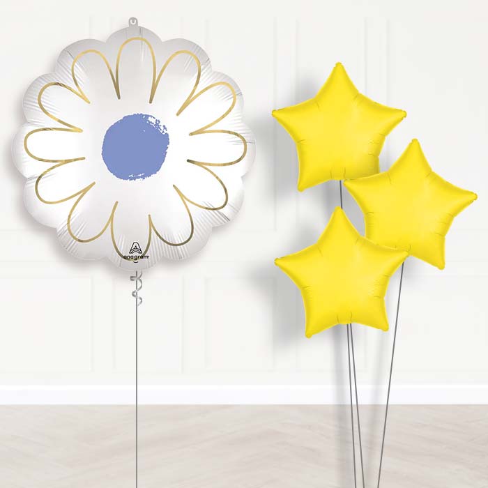 Satin Purple Daisy Balloon Bouquet Delivery - 1 x Giant Balloon with Plain Bouquet | Party Save Smile