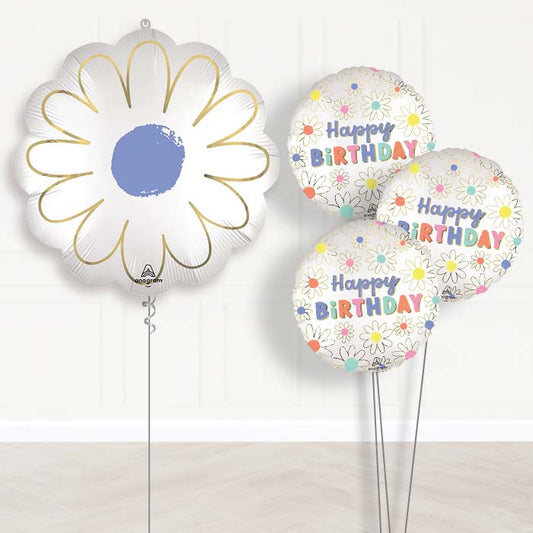 Satin Purple Daisy Balloon Bouquet Delivery - 1 x Giant Balloon with Themed Bouquet | Party Save Smile