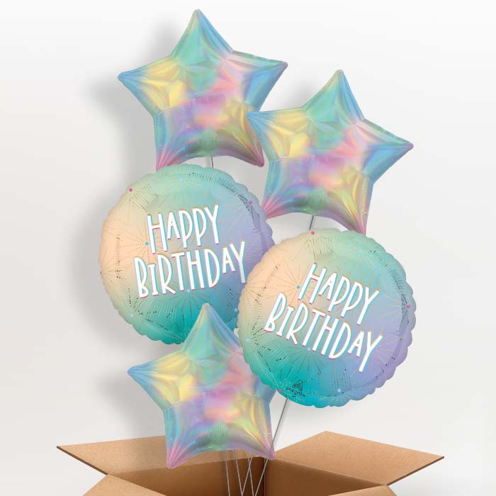 Pastel Dream Happy Birthday Helium Balloon in a Box - 5 Balloons | Party Save Smile