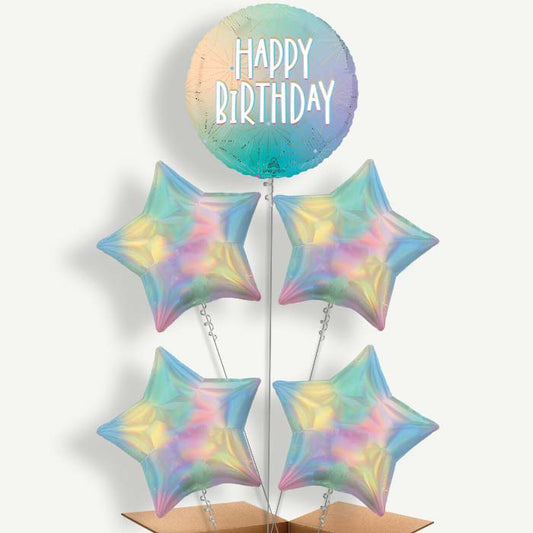 Pastel Dream Happy Birthday Helium Cluster Balloons | Party Save Smile