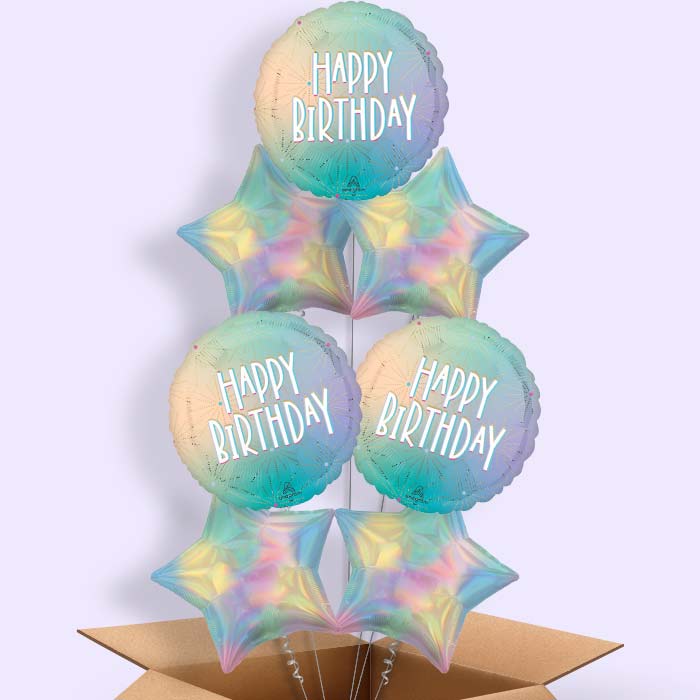Pastel Dream Happy Birthday Helium Balloon in a Box - 7 Balloons | Party Save Smile