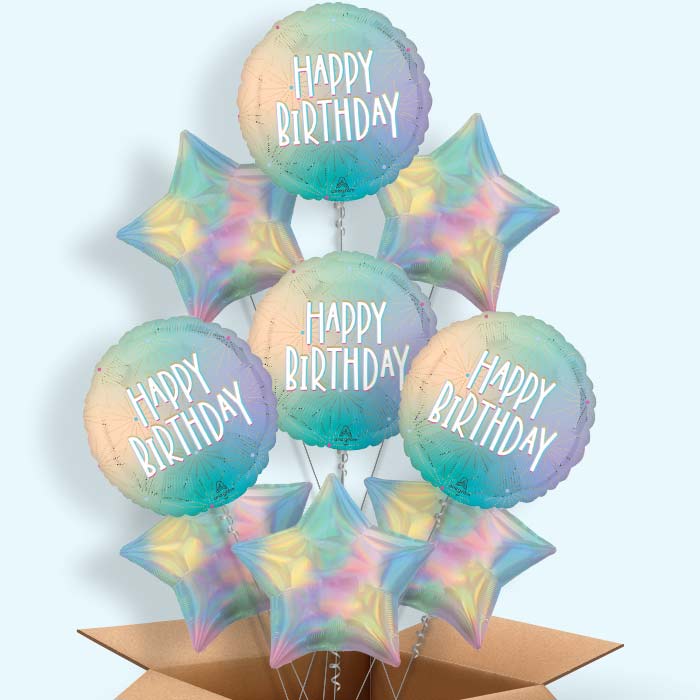 Pastel Dream Happy Birthday Helium Balloon in a Box - 9 Balloons | Party Save Smile