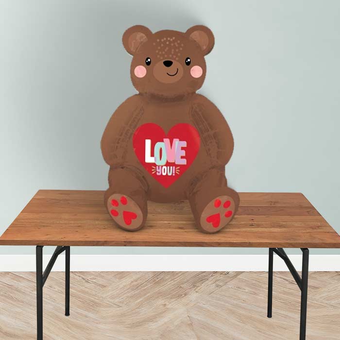 Satin Love Bear Sitter Balloon Package Delivered - Sitter Balloon | Party Save Smile