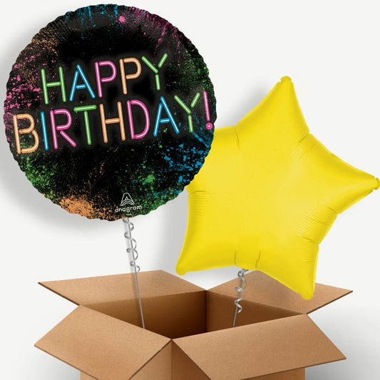 Neon Birthday Helium Balloon Pair | Party Save Smile