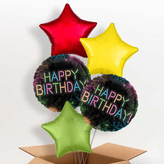 Neon Birthday Helium Balloon in a Box - 5 Balloon | Party Save Smile