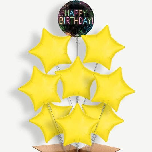 Neon Birthday Balloon Bundle Inflated with Helium | Party Save Smile