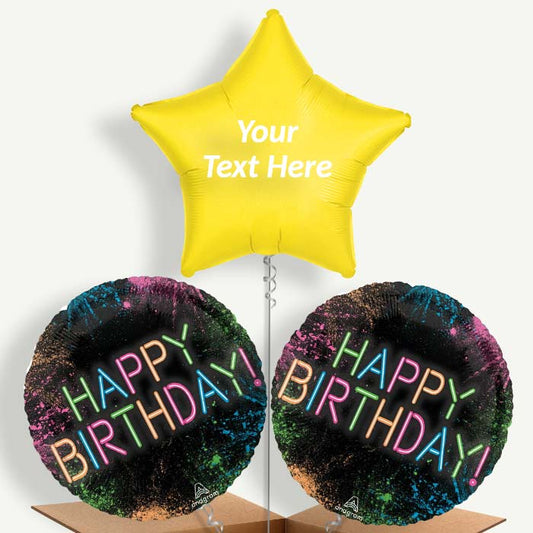 Personalisable Neon Birthday Helium Balloons | Party Save Smile