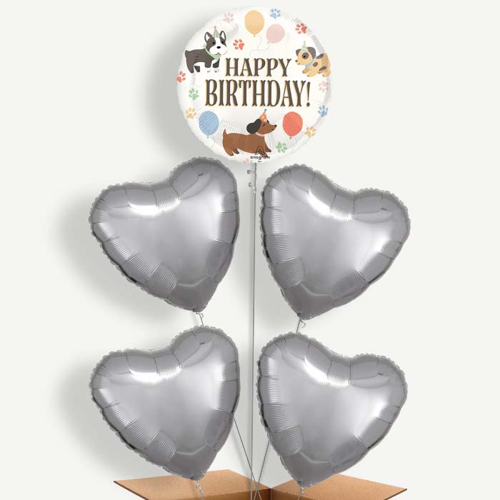 Dog Happy Birthday Balloon Cluster Inflated with Helium | Party Save Smile