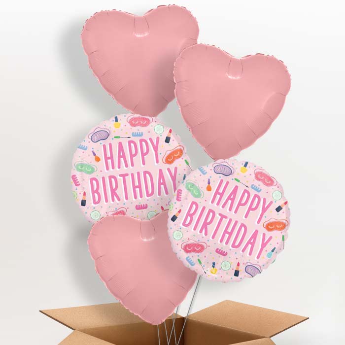 Spa Happy Birthday Helium Balloon in a Box - 5 Balloons | Party Save Smile
