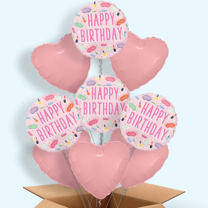 Spa Happy Birthday Helium Balloon in a Box - 9 Balloons | Party Save Smile