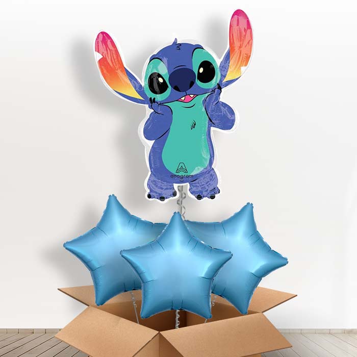 Giant Stitch Shaped Helium Balloon in a Box - with 3 Plain Balloons | Party Save Smile