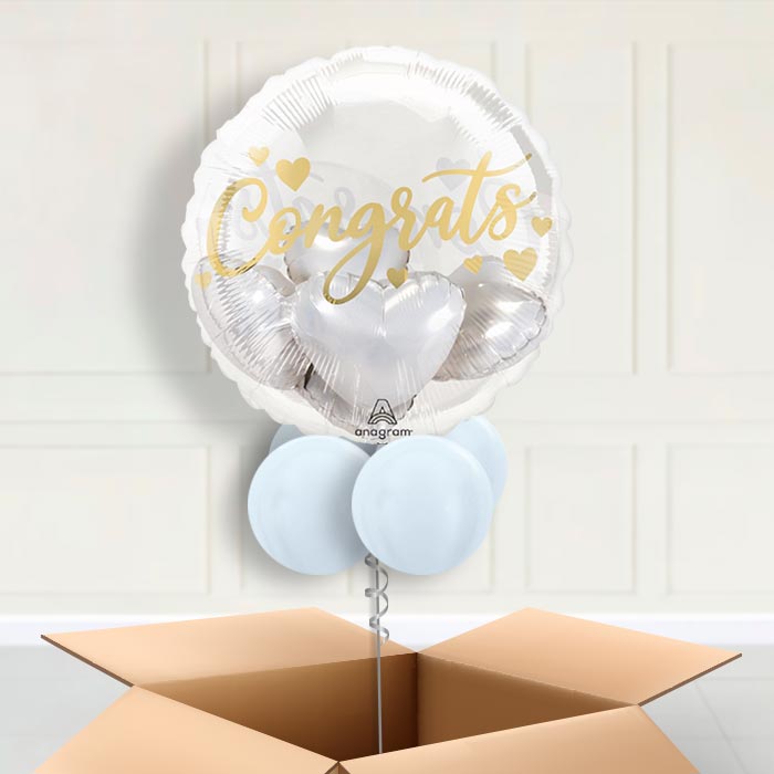 Congrats with Hearts Insider Helium Balloon in a Box - Insider Balloon | Party Save Smile