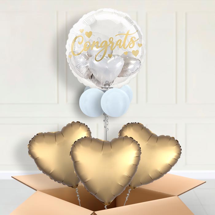 Congrats with Hearts Insider Helium Balloon in a Box - Insider Balloon with 3 Balloons | Party Save Smile