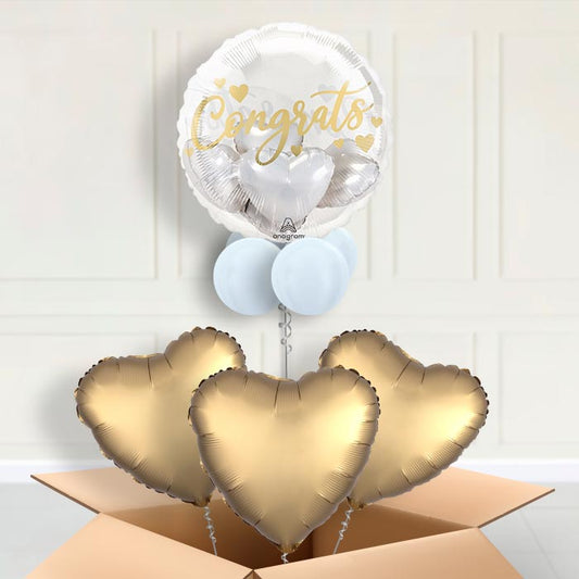Congrats with Hearts Insider Helium Balloon in a Box - Insider Balloon with 3 Balloons | Party Save Smile