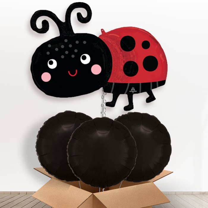Happy Ladybug Helium Balloon in a Box - with 3 Plain Balloons | Party Save Smile