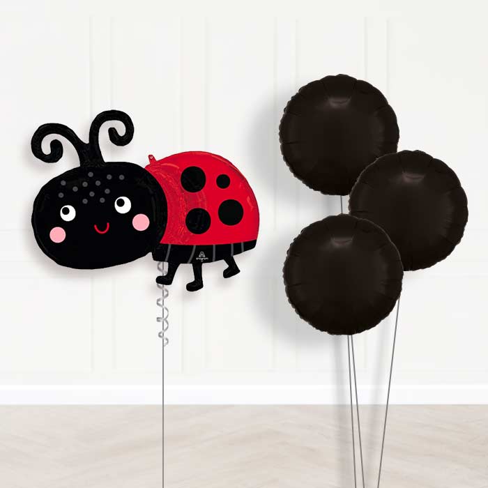 Happy Ladybug Balloon Bouquet Delivery - 1 x Giant Balloon with Plain Bouquet | Party Save Smile