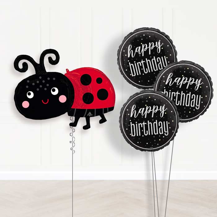 Happy Ladybug Balloon Bouquet Delivery - 1 x Giant Balloon with Themed Bouquet | Party Save Smile