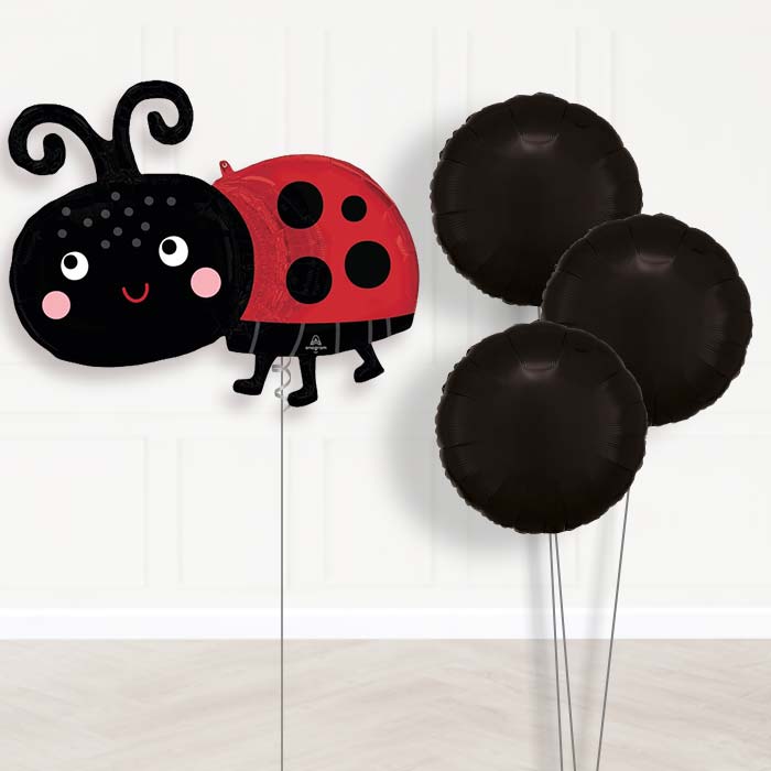 Happy Ladybug Balloon Bouquet Delivery - 1 x Giant Balloon with Plain Bouquet | Party Save Smile