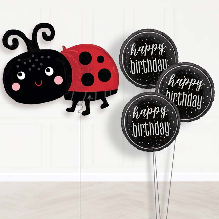 Happy Ladybug Balloon Bouquet Delivery - 1 x Giant Balloon with Themed Bouquet | Party Save Smile