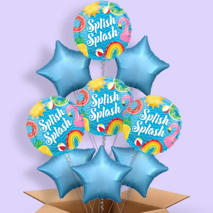 Pool Party Splish Splash Helium Balloon in a Box - 9 Balloons | Party Save Smile