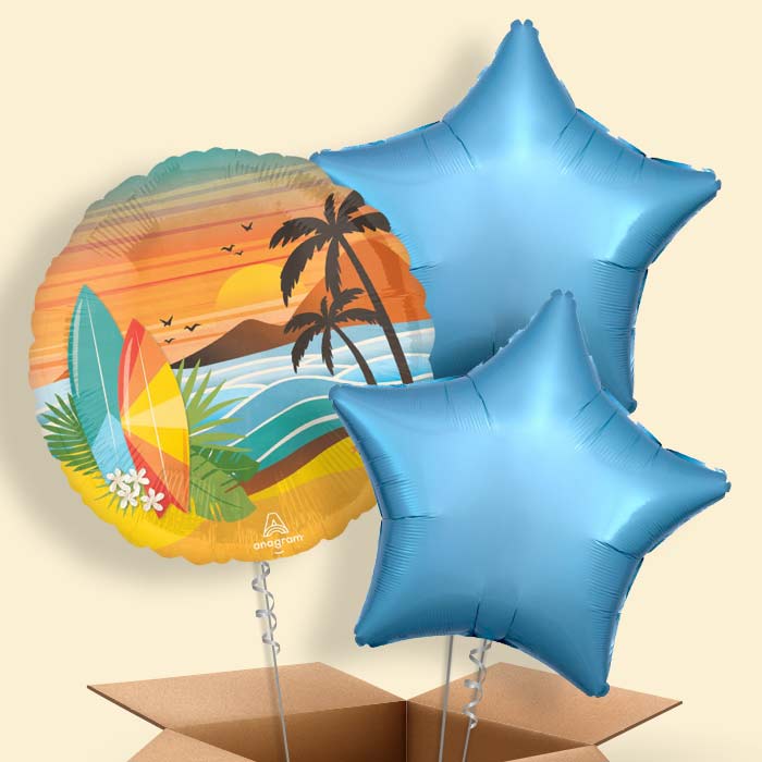 Beach Life Tropical Helium Balloon in a Box - 3 Balloons | Party Save Smile