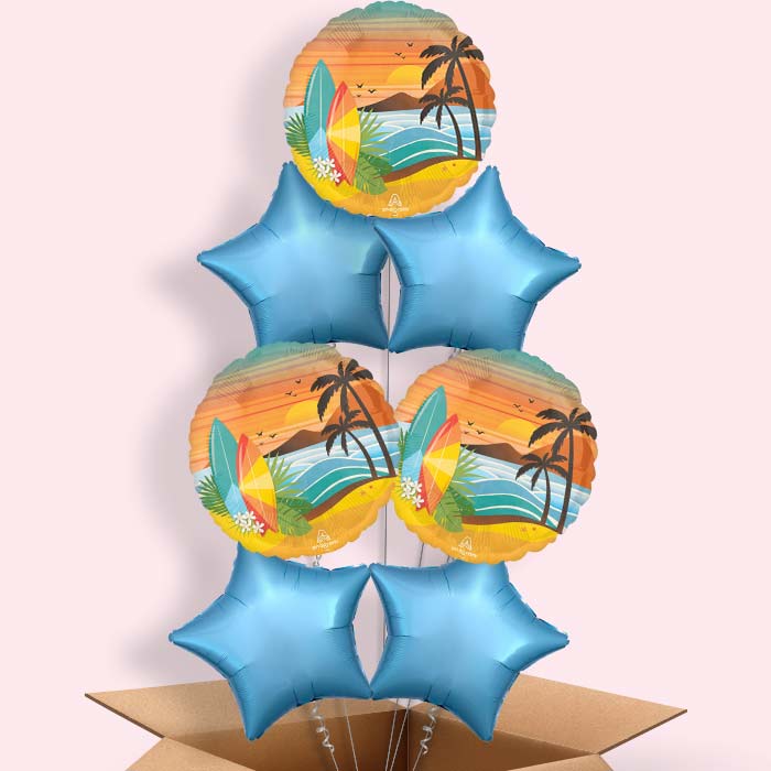 Beach Life Tropical Helium Balloon in a Box - 7 Balloons | Party Save Smile