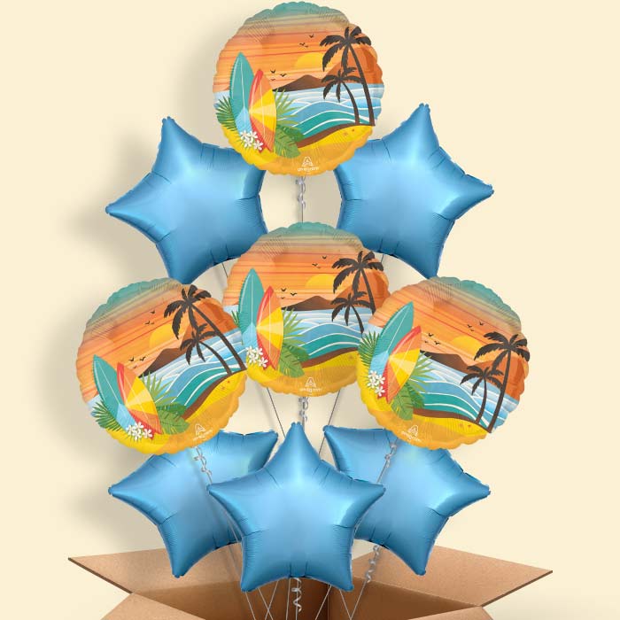 Beach Life Tropical Helium Balloon in a Box - 9 Balloons | Party Save Smile