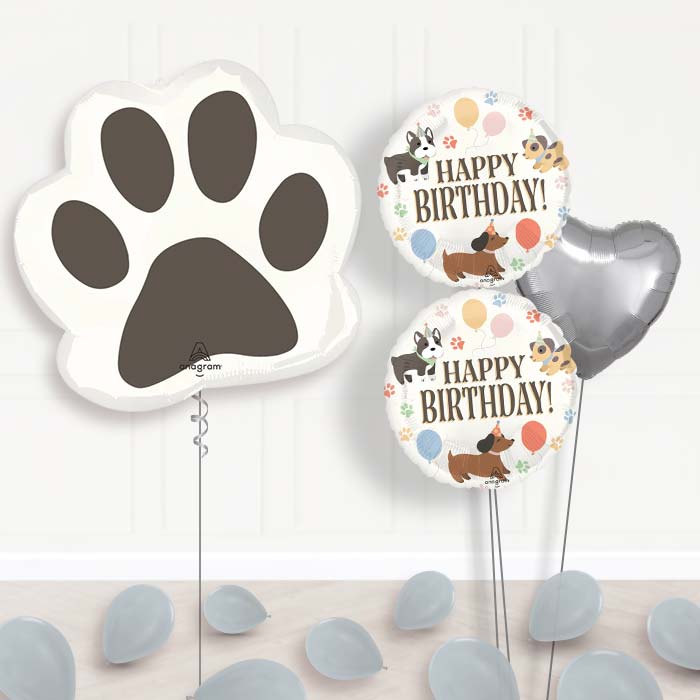 Giant Paw Print Balloon Bouquet Delivery-Giant Balloon + 2 Themed Balloons + 1 Plain Balloon + Mini Balloons 