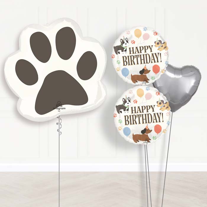 Giant Paw Print Balloon Bouquet Delivery-Giant Balloon + 2 Themed Balloons + 1 Plain Balloon 