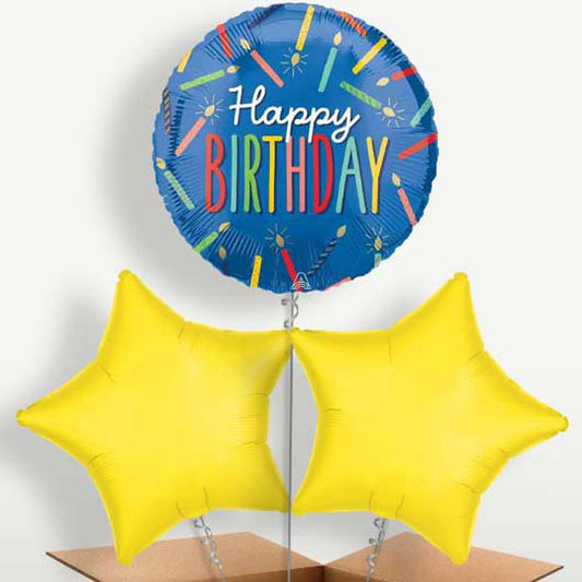 Blue Happy Birthday Candles Bunch of Balloons | Party Save Smile