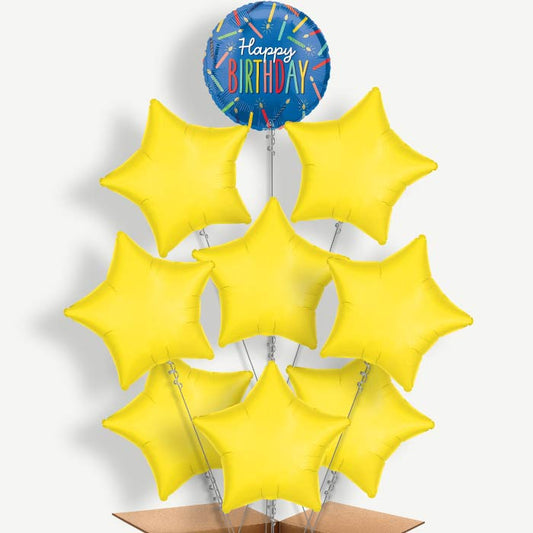 Blue Happy Birthday Candles Helium Balloon Bundle | Party Save Smile