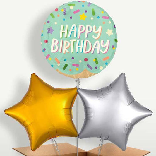 Ice Cream Sprinkles Balloon Bunches inflated with Helium | Party Save Smile