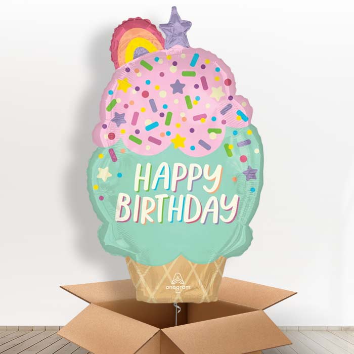 Giant Ice Cream Cone Helium Balloon in a Box - Giant Balloon | Party Save Smile
