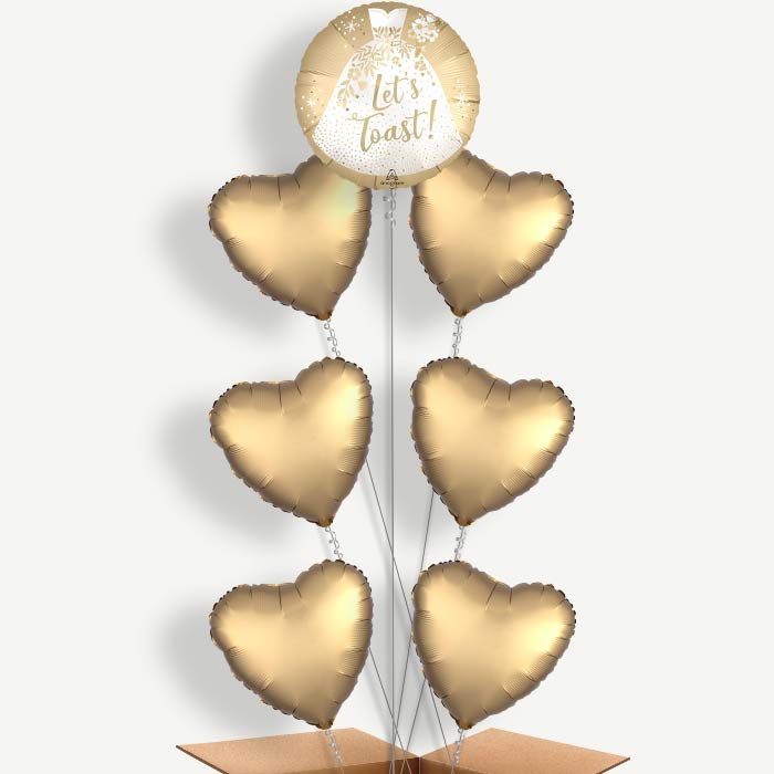 Wedding Dress Lets Toast Helium Balloon Arrangement | Party Save Smile