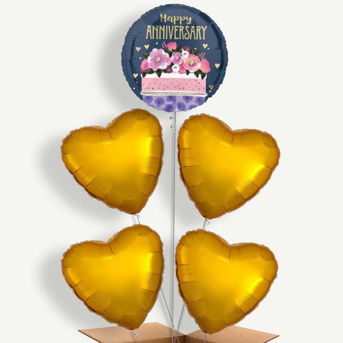 Happy Anniversary Cake Helium Cluster Balloons | Party Save Smile