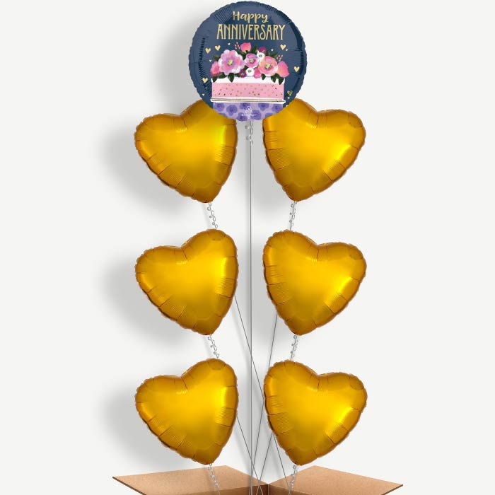 Happy Anniversary Cake Helium Balloon Arrangement | Party Save Smile