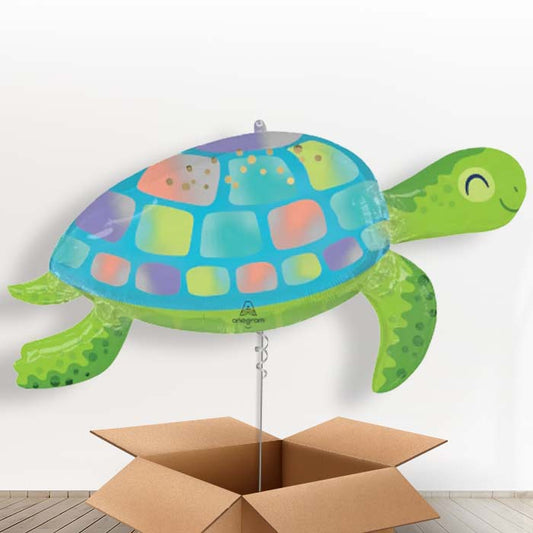 Under The Sea Turtle Helium Balloon in a Box - 1 x Giant Balloon | Party Save Smile