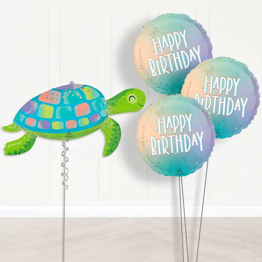 Under The Sea Turtle Balloon Bouquet Delivery - 1 x Giant Balloon with Themed Bouquet | Party Save Smile