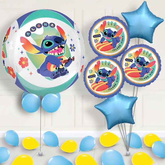 Stitch Orbz Balloon with Balloon Bouquet - 1 x Orbz Balloon with 5 Bouquet (mixed) | Party Save Smile