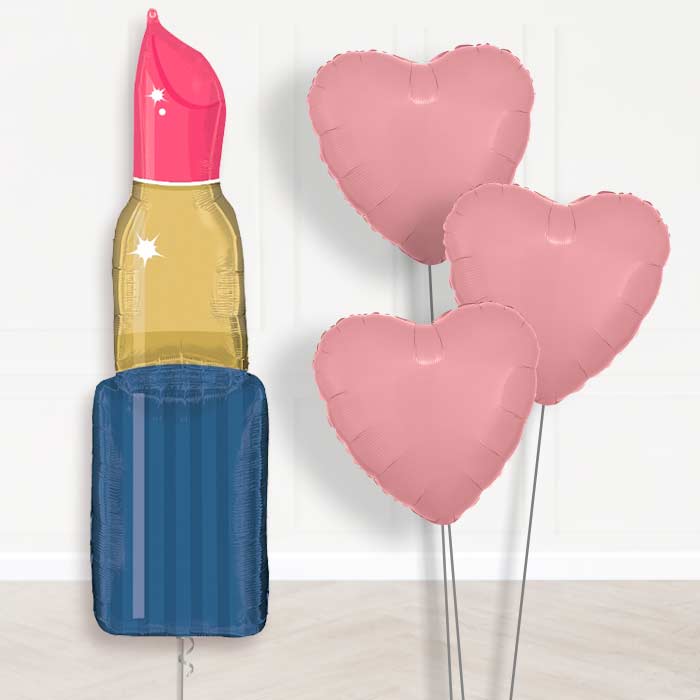 Lipstick Shaped Pamper Party Balloon Bouquet Delivery - 1 x Giant Balloon with Plain Bouquet | Party Save Smile