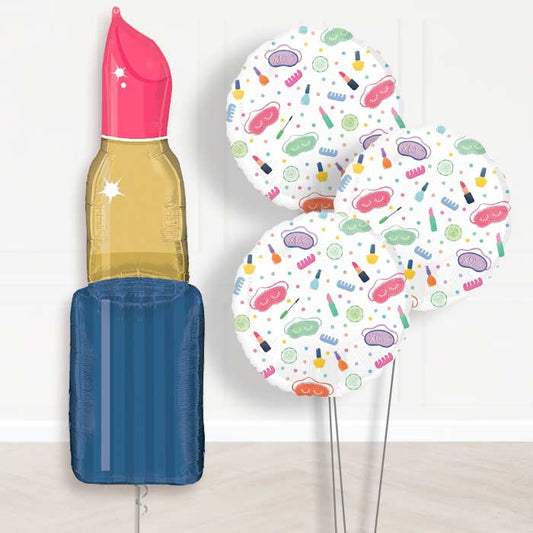 Lipstick Shaped Pamper Party Balloon Bouquet Delivery - 1 x Giant Balloon with Themed Bouquet | Party Save Smile