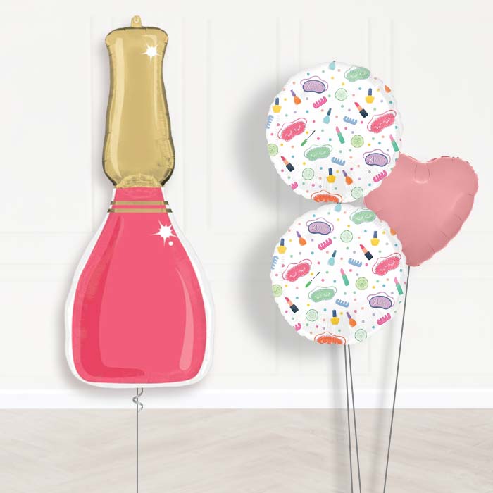 Nail Polish Bottle Balloon Bouquet Delivery-Giant Balloon + 2 Themed Balloons + 1 Plain Balloon 