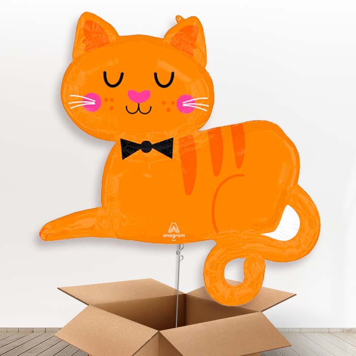 Orange Tabby Cat Helium Balloon in a Box - 1 x Giant Balloon | Party Save Smile