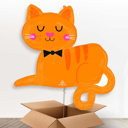 Orange Tabby Cat Helium Balloon in a Box - 1 x Giant Balloon | Party Save Smile