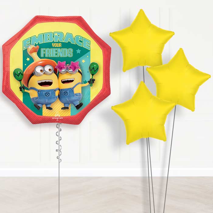 Despicable Me 4 Embrace Your Friends Balloon Bouquet - 1 x Giant Balloon with Plain Bouquet | Party Save Smile