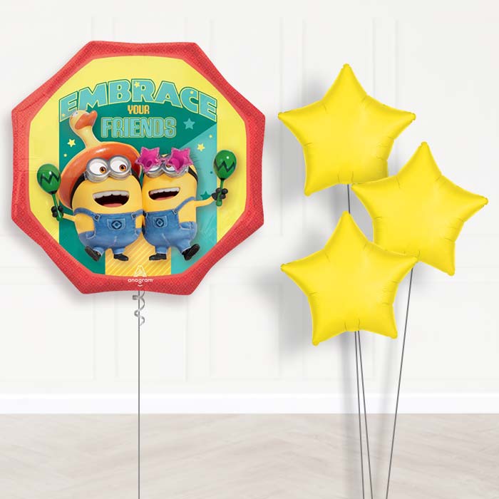 Despicable Me 4 Embrace Your Friends Balloon Bouquet - 1 x Giant Balloon with Plain Bouquet | Party Save Smile