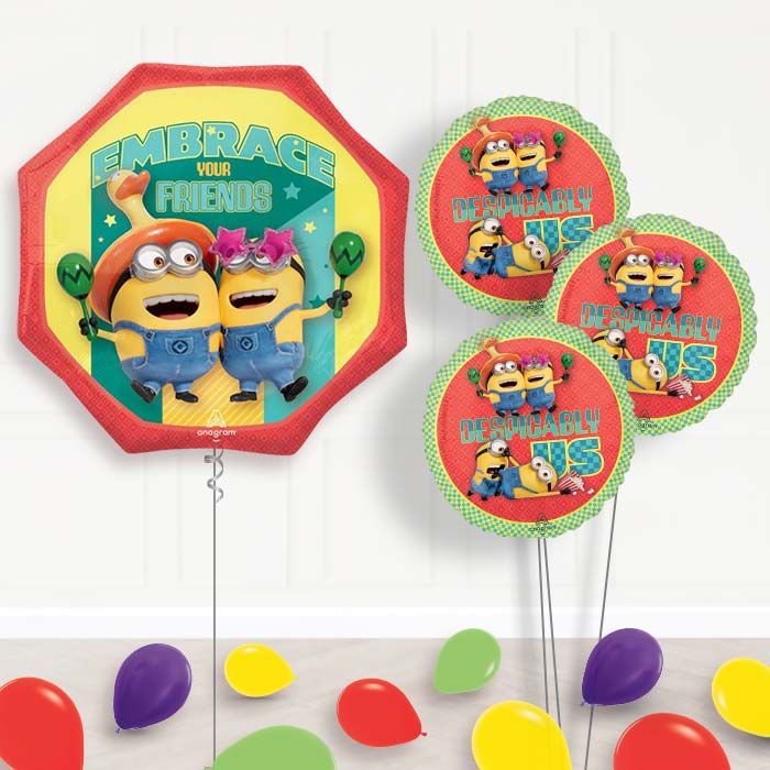 Despicable Me 4 Embrace Your Friends Balloon Bouquet - 1 x Giant Balloon with Themed Bouquet and Latex | Party Save Smile