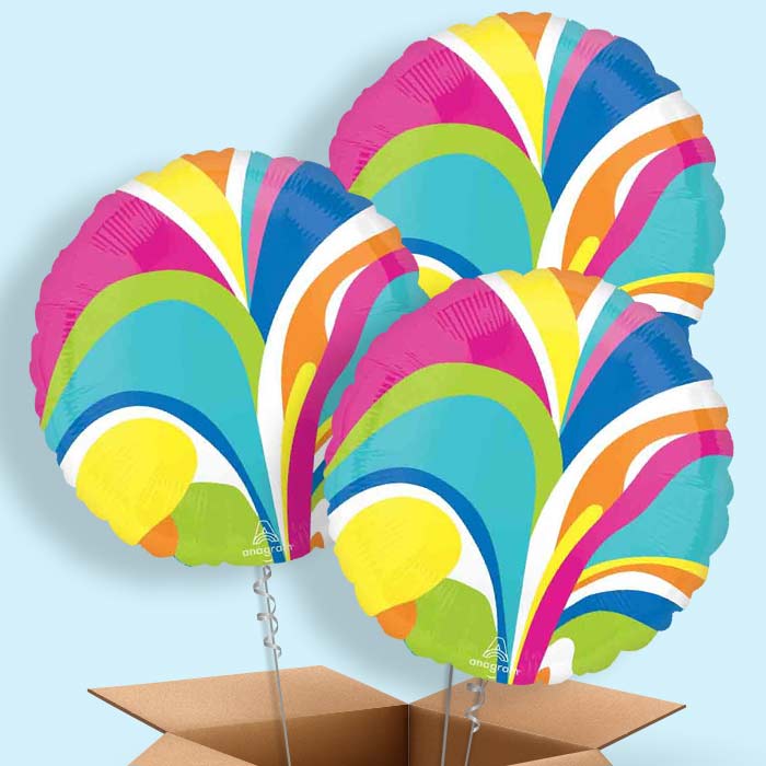 Vibrant Marble Round Helium Balloon in a Box - 3 Balloons | Party Save Smile